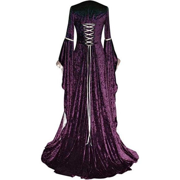 𝅺MEDIEVAL Victorian Long Dress Purple Cosplay Irish Costume Halloween Viking NWT - Picture 4 of 13